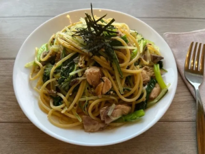 サバと水菜のパスタ