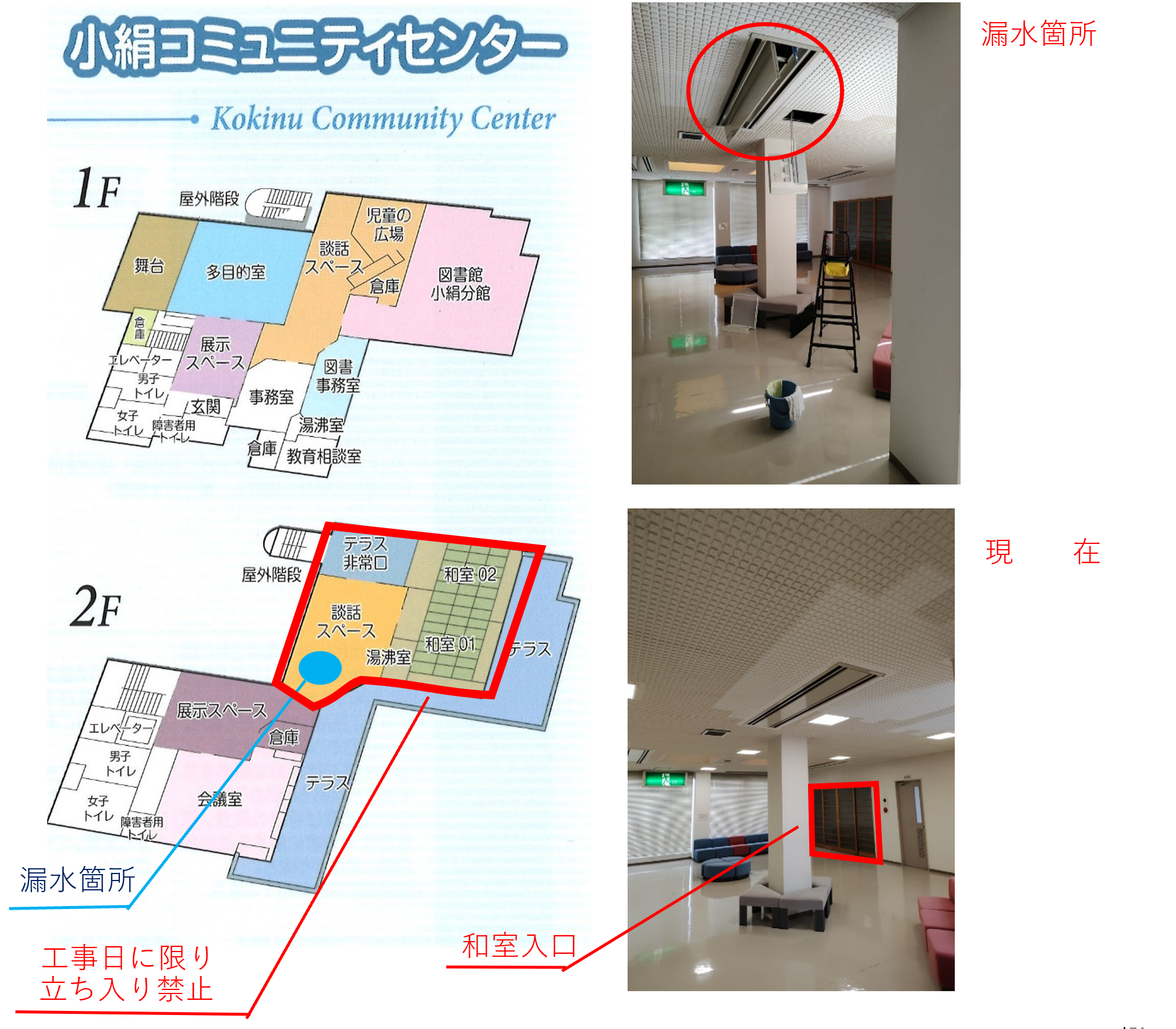小絹コミュニティセンター漏水箇所