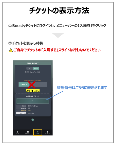 チケット表示方法