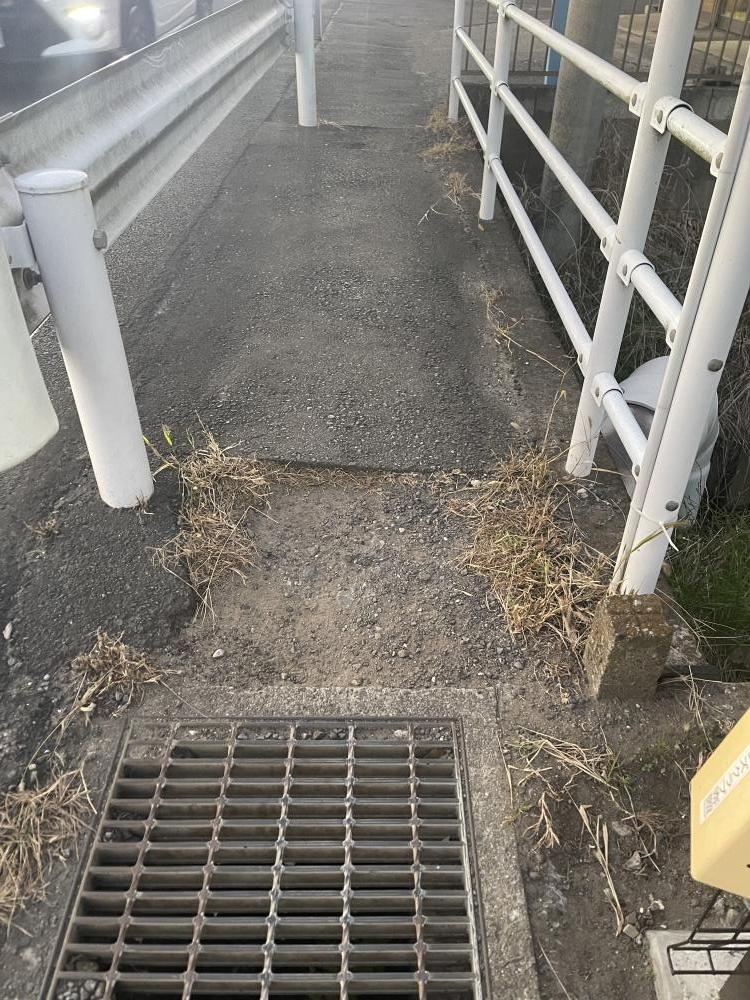 現場の写真1:道路の異常(道路の陥没、側溝の破損など)