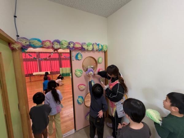 ぱんだ組さんが遊戯室の飾り付けをしてくれました✨