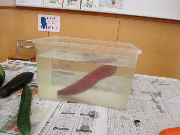 子どもたちのイメージでは、さつまいもは完全に浮いてもいなく、沈んでもいなく、滑り台のようだそうです。笑