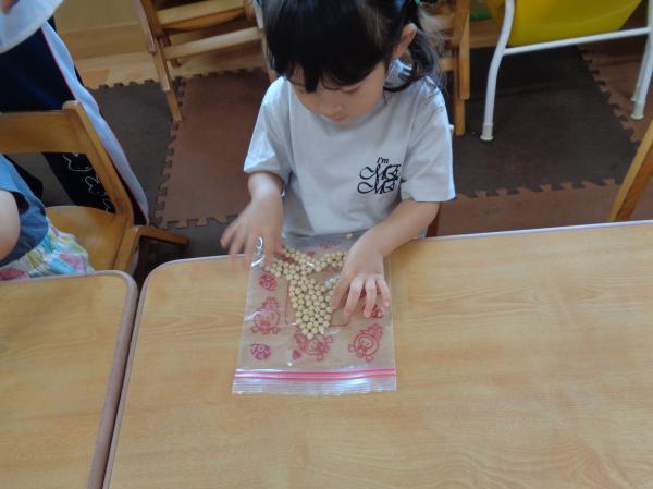 大豆をさわってみたよ🖐