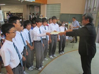 1学期最終日、新人体育大会などの表彰が行われる